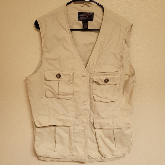 Eddie Bauer Cream Colored Cargo vest - Picture 1 of 3